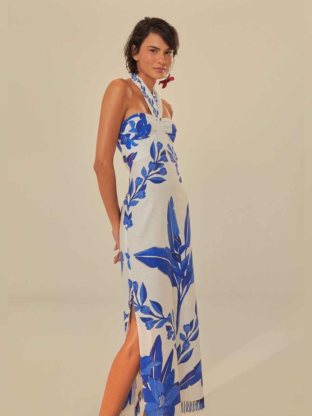 Farm Rio: Blue Yard Off-White Sleeveless Maxi Dress - Picture 3 of 11